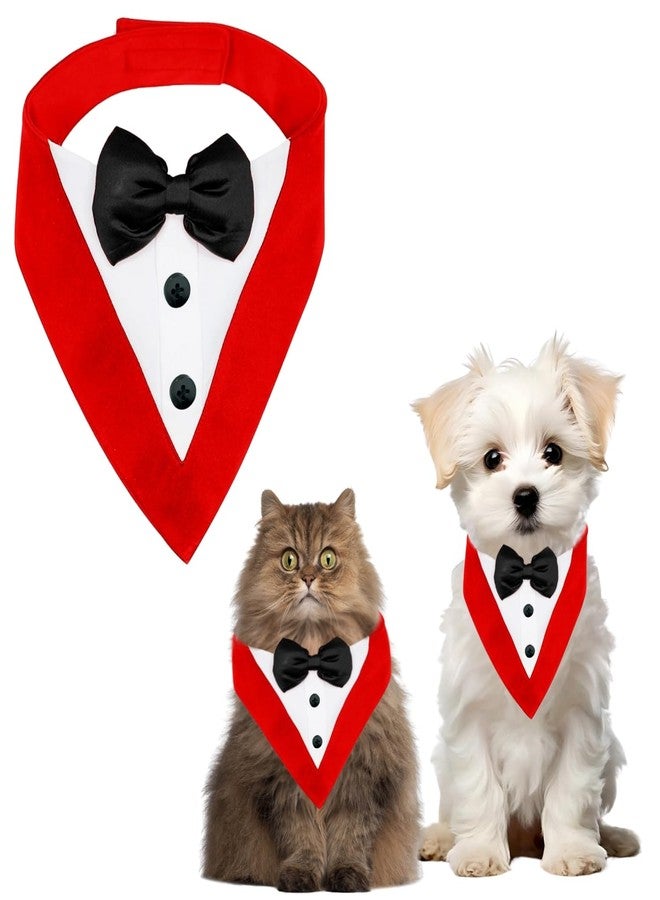 Sage Square Trendy Tuxedo Bandana for Pets | Perfect for Special Occasions Like Weddings, Birthdays & Parties | Easy to Wear, Comfortable Fit | Luxury Apparel for Dogs & Cats (Red & Black, Small) - Image 1